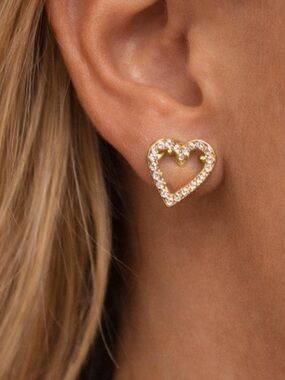 Gold Heart Stud Earrings